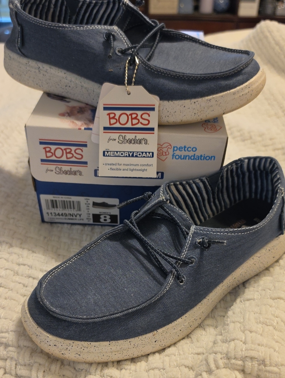 Skechers BOBS Navy Canvas Slip-On Sneakers